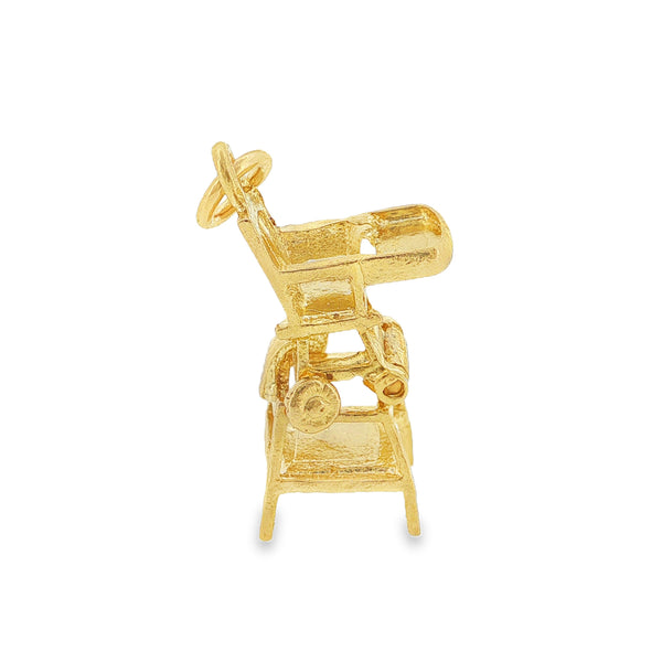 9ct Yellow Gold Hinged High Chair Charm - 8x20x11mm - 1.8g