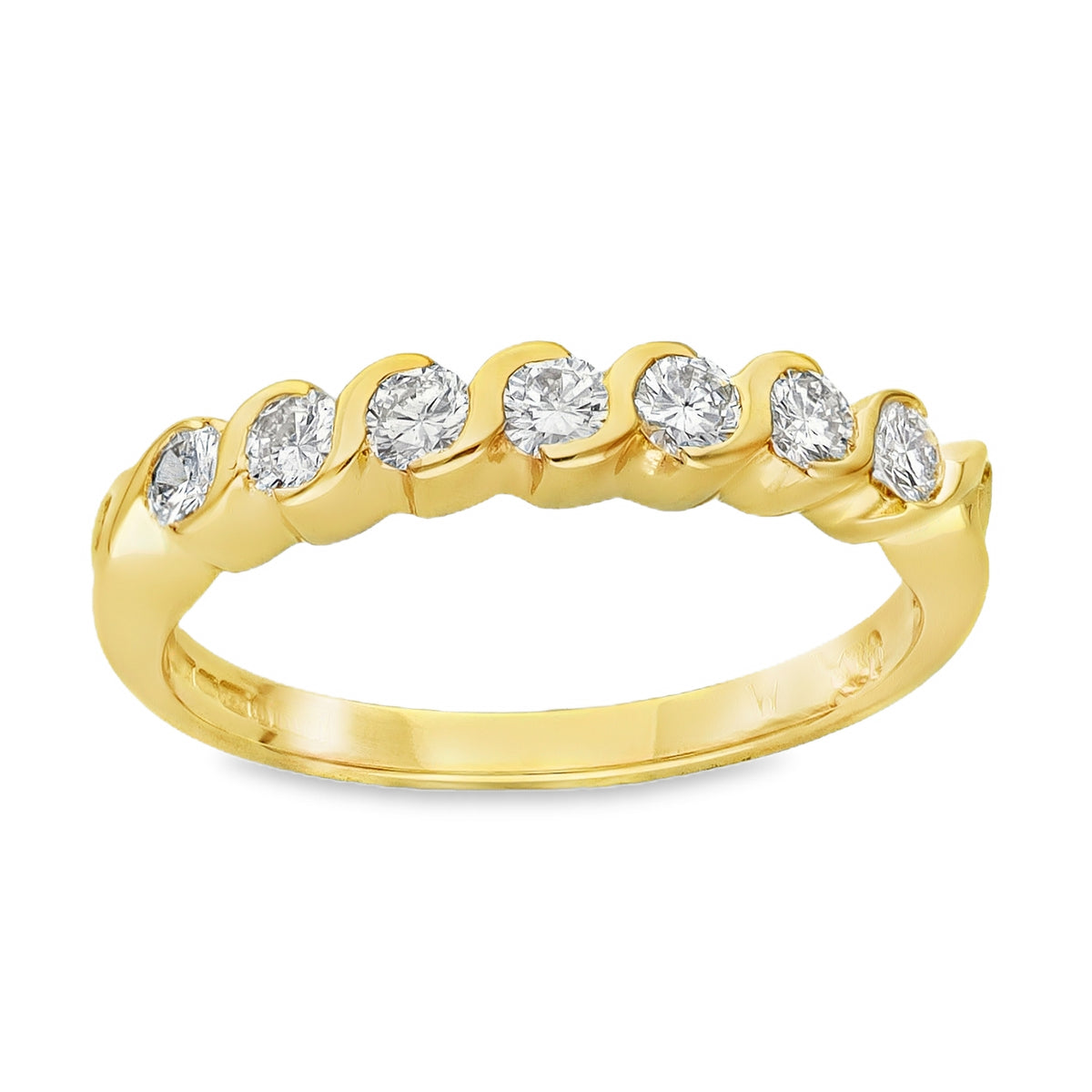 18ct Yellow Gold Diamond Half Eternity Ring - Size P - 0.50ct