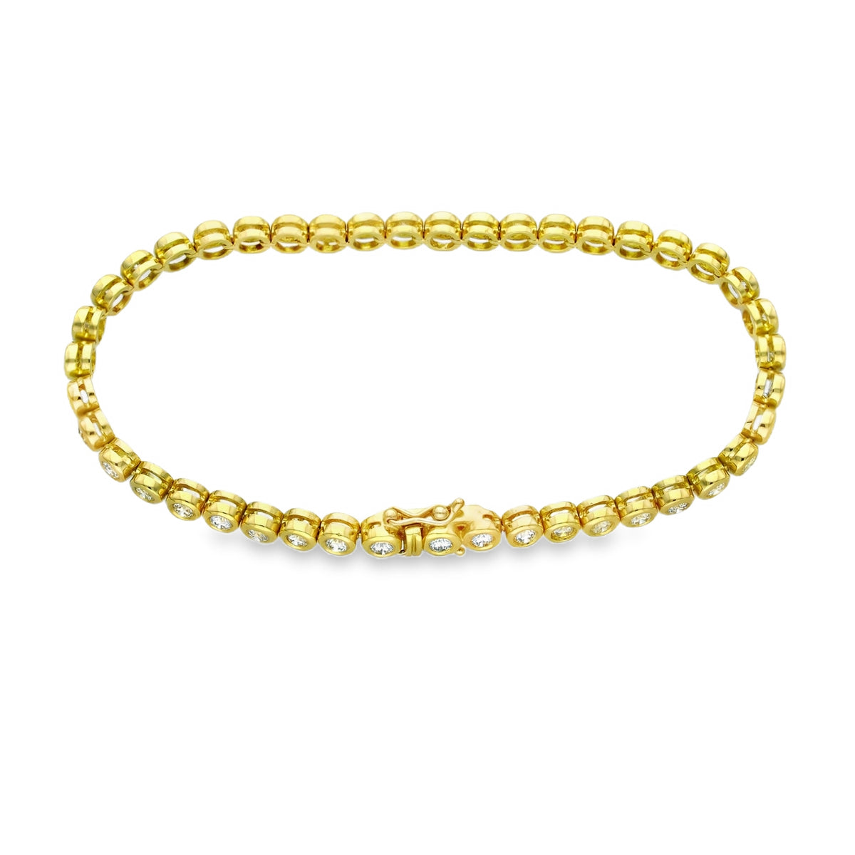 18ct Yellow Gold Diamond Tennis Bracelet - 7" - 3.00ct