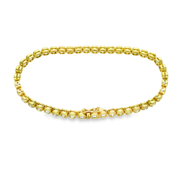 18ct Yellow Gold Diamond Tennis Bracelet - 7" - 3.00ct