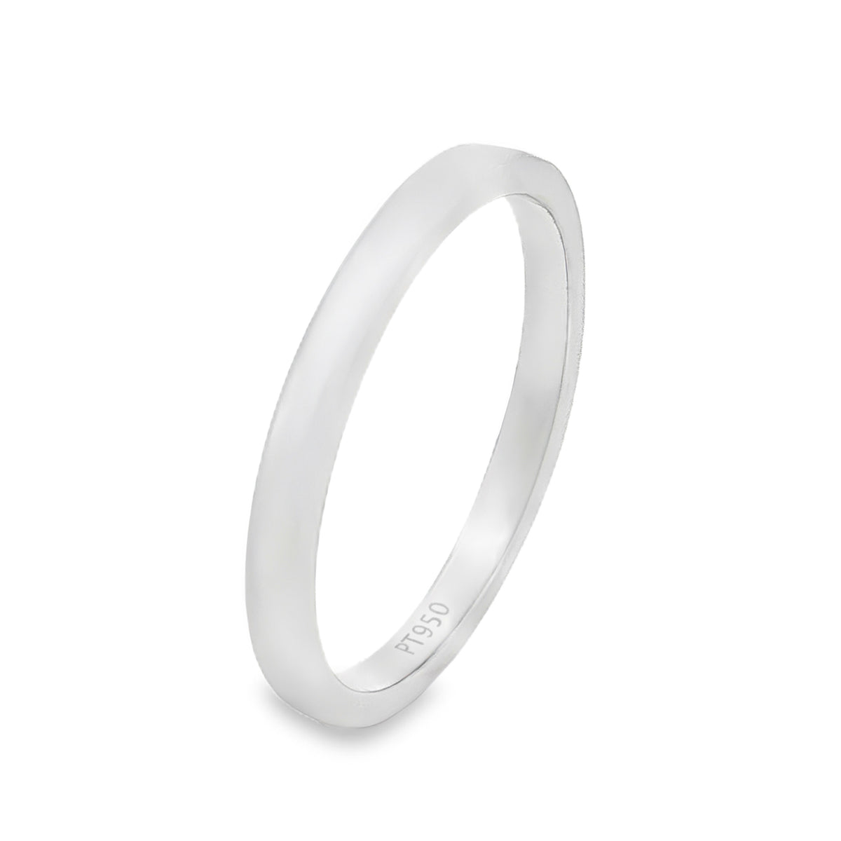 950 Platinum Plain D-Shape Wedding Band - Size L - 2mm
