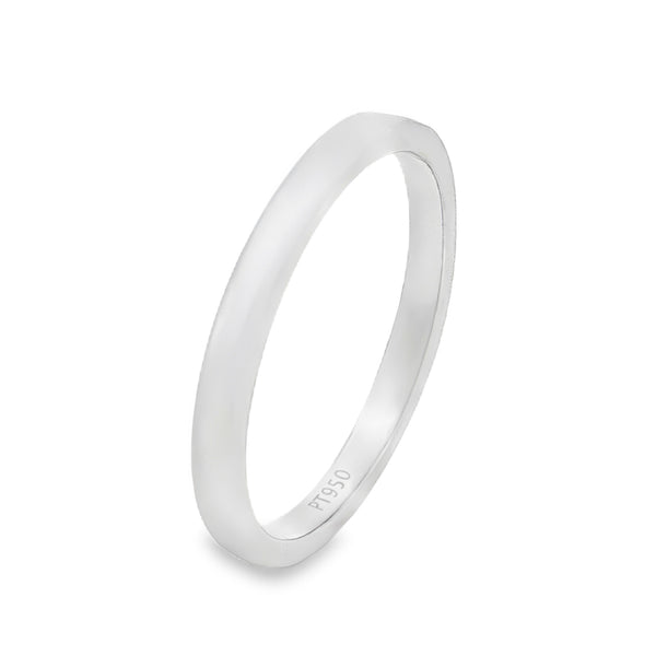 950 Platinum Plain D-Shape Wedding Band - Size L - 2mm
