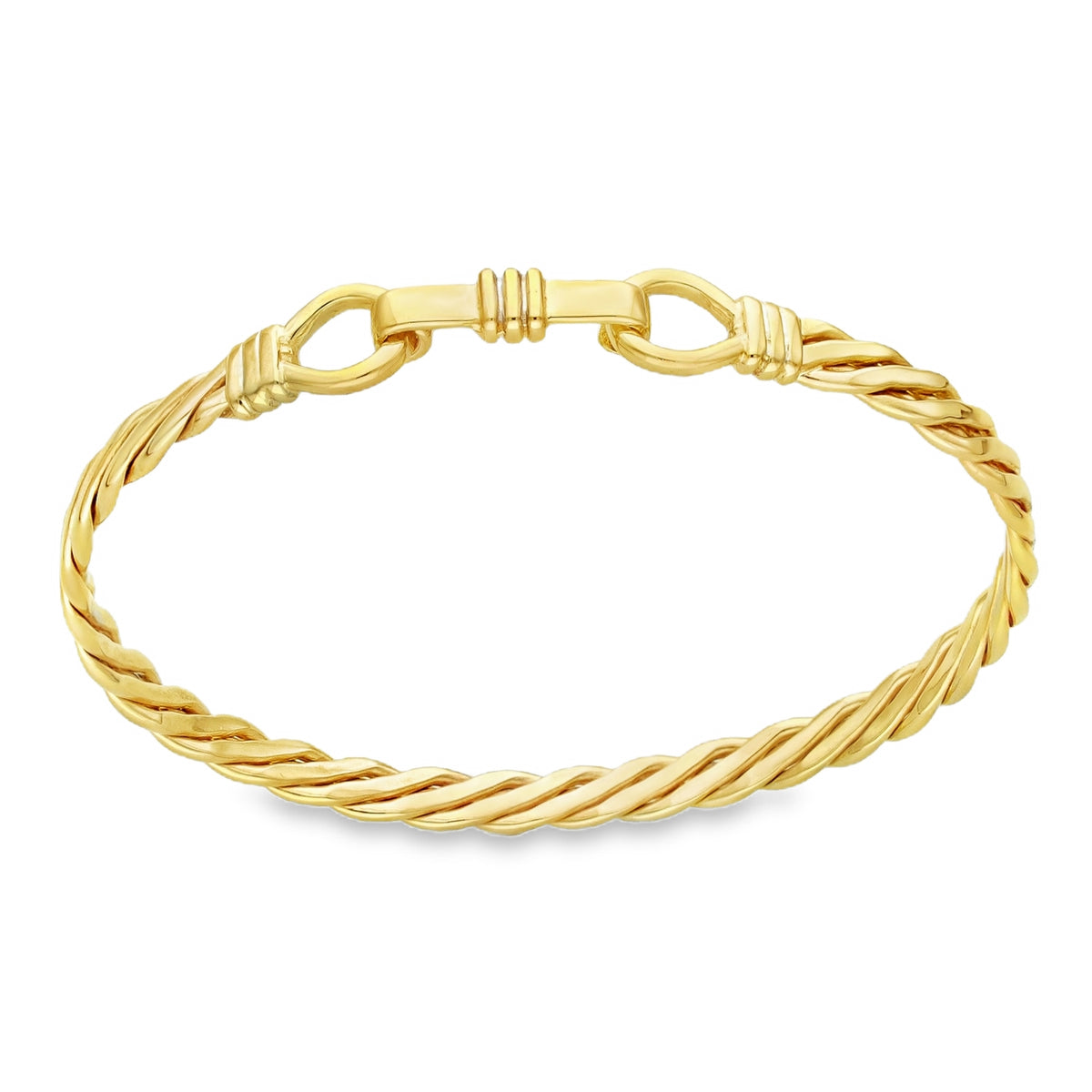 9ct Yellow Gold Twist Bangle - 18cm - 13.9g
