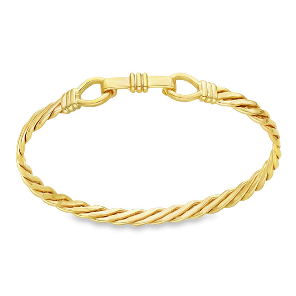 9ct Yellow Gold Twist Bangle - 18cm - 13.9g