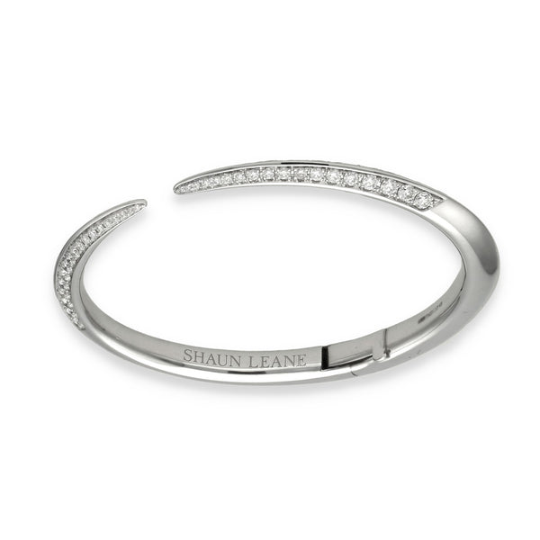 18ct White Gold Diamond Sabre Torque Bangle - 17.5cm - 1.93ct