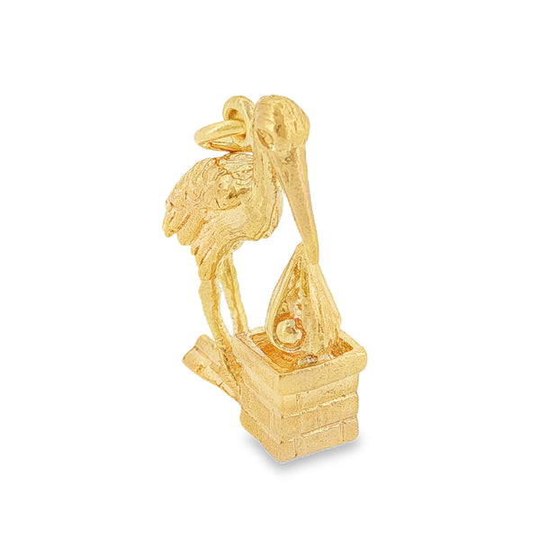 9ct Yellow Gold Stalk & Basket Charm - 20x15x4.5mm - 2.8g