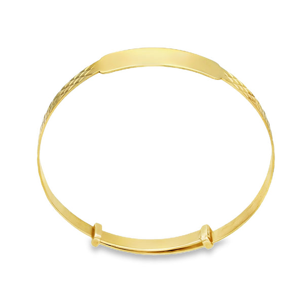9ct Yellow Gold Adjustable Baby Bangle - 12cm-14.5cm - 2.5g