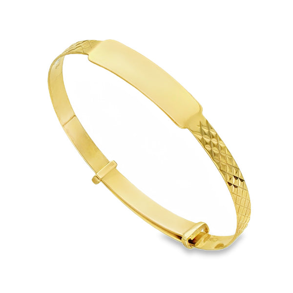 9ct Yellow Gold Adjustable Baby Bangle - 12cm-14.5cm - 2.5g