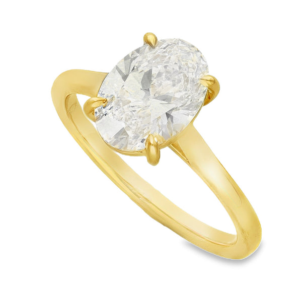 Lab 2.01ct D Vs1 Oval 18ct Yellow Gold Solitaire