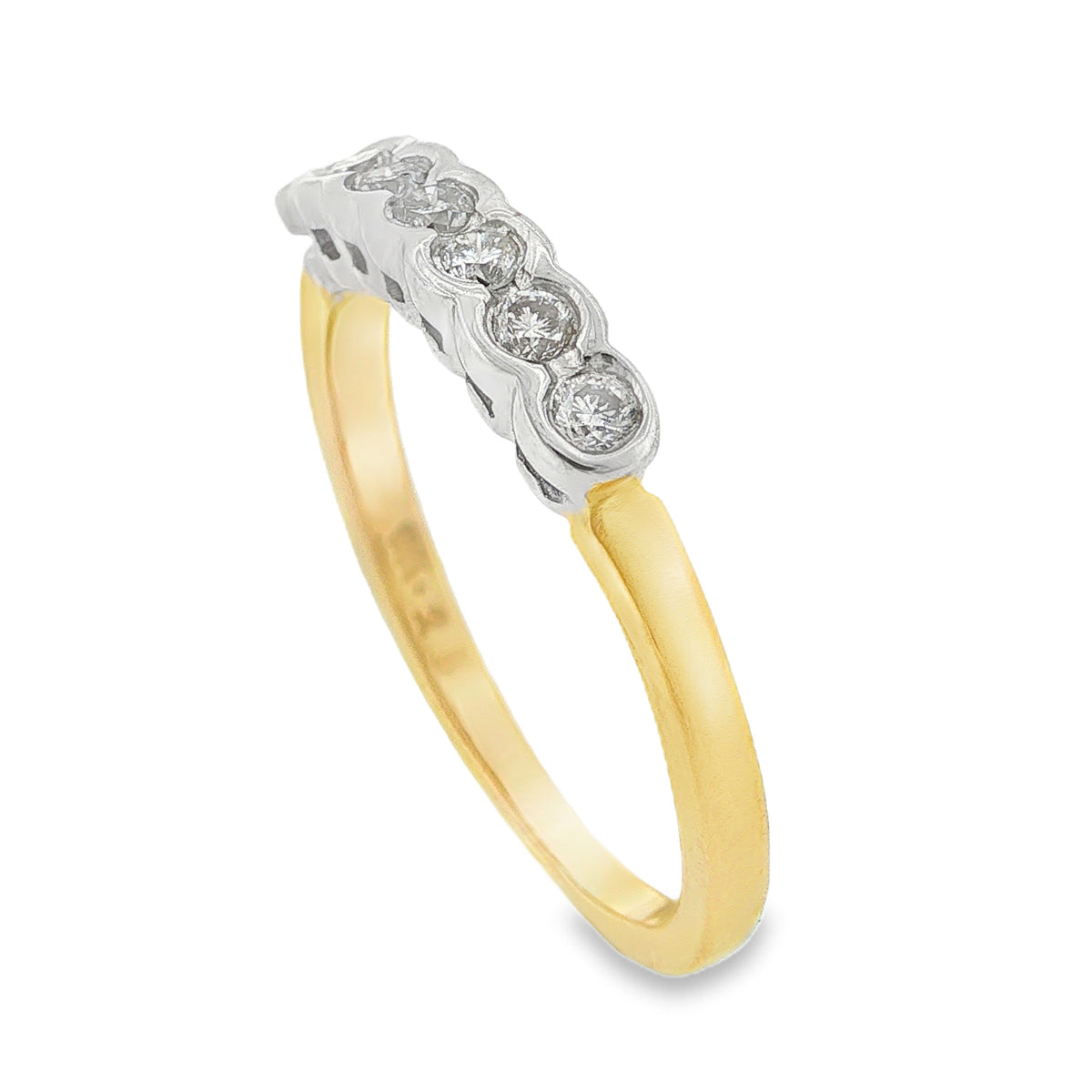 9ct Yellow & White Gold Diamond Eternity Ring - Size M - 0.25ct