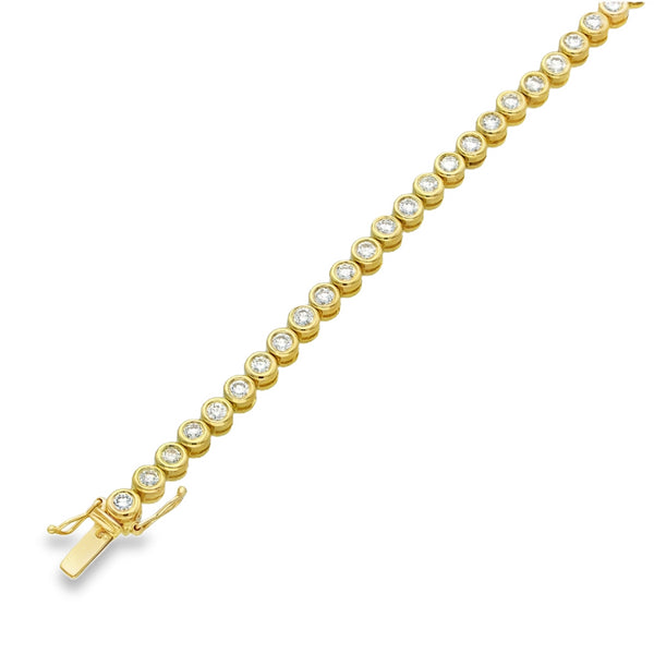 18ct Yellow Gold Diamond Tennis Bracelet - 7" - 3.00ct