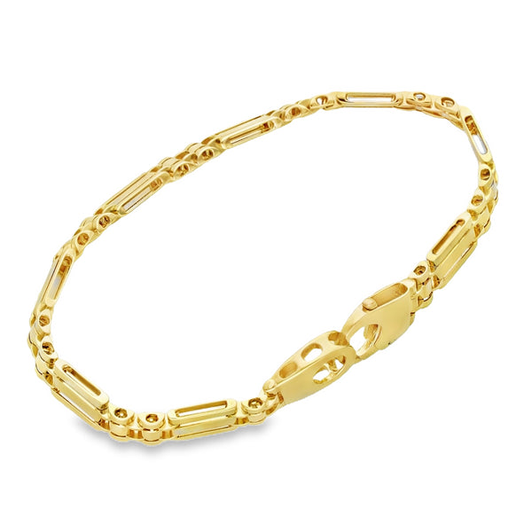 9ct Yellow Gold Bar-Link Bracelet - 7.5" - 14.2g