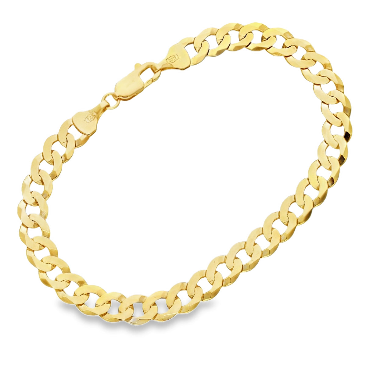 9ct Yellow Gold Flat Oval Curb Bracelet - 7.5" - 5.7g