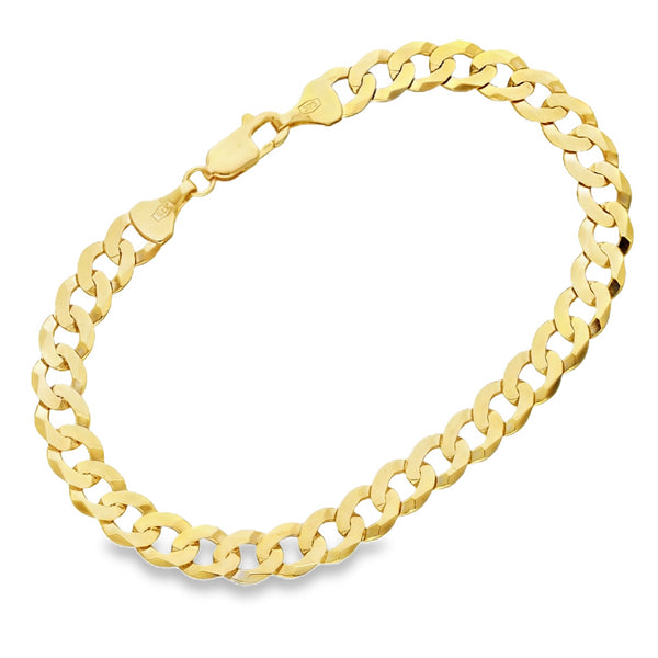 9ct Yellow Gold Flat Oval Curb Bracelet - 7.5" - 5.7g