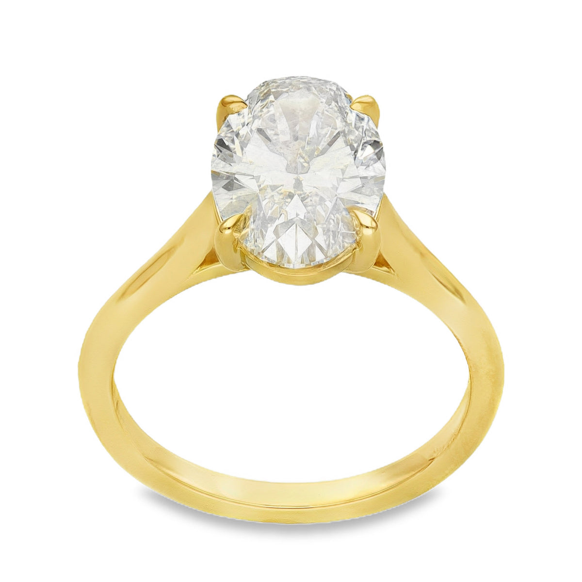 Lab 3.06ct D Vs1 Oval 18ct Yellow Gold Solitaire