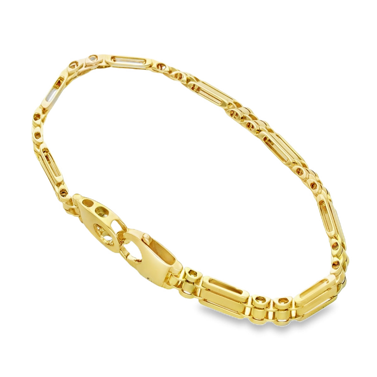 9ct Yellow Gold Bar-Link Bracelet - 7.5" - 14.2g
