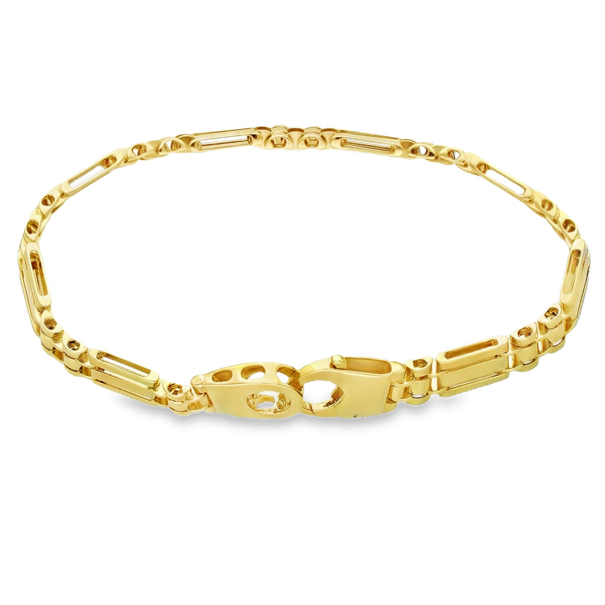 9ct Yellow Gold Bar-Link Bracelet - 7.5" - 14.2g