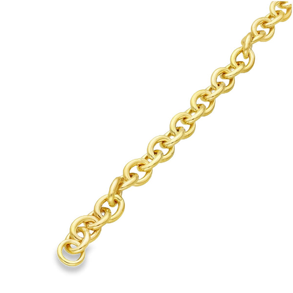 9ct Yellow Gold Belcher Bracelet & Heart Charm - 7.5" - 30.0g