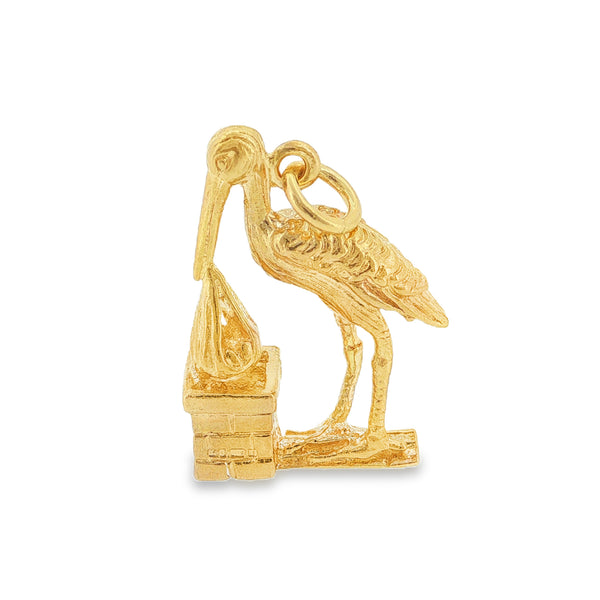 9ct Yellow Gold Stalk & Basket Charm - 20x15x4.5mm - 2.8g