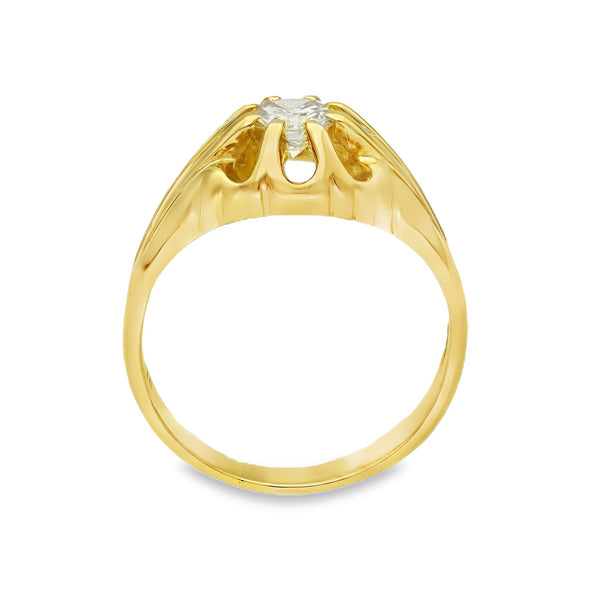 18ct Yellow Gold Gents Diamond Solitaire Ring - Size O½ - 0.50ct