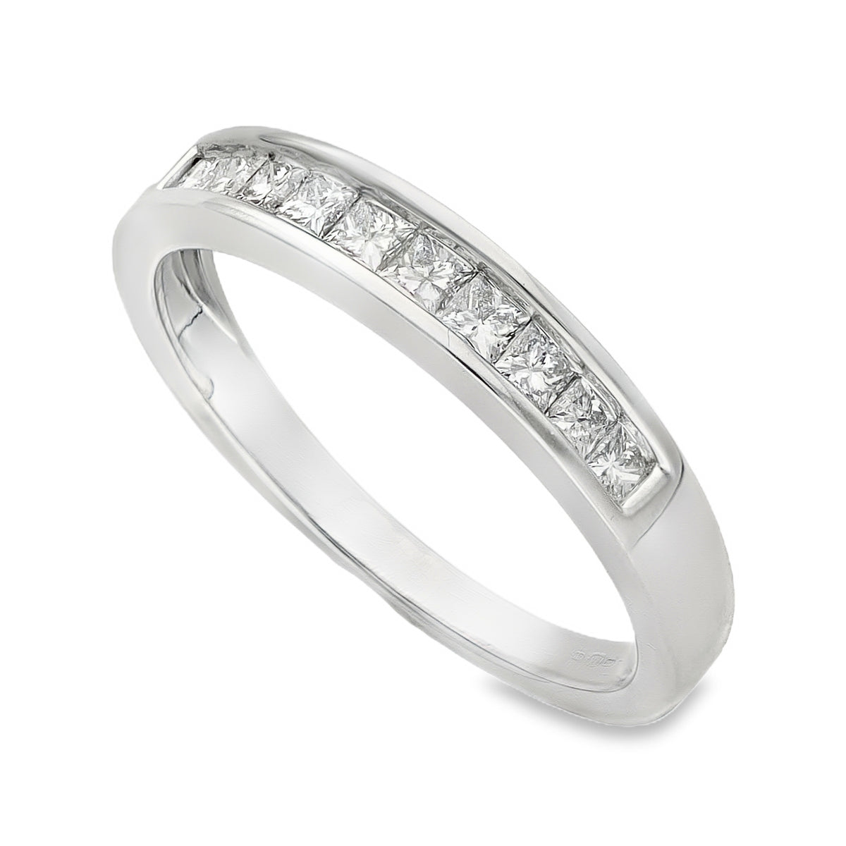 18ct White Gold Diamond Half Eternity Ring - Size O - 0.50ct