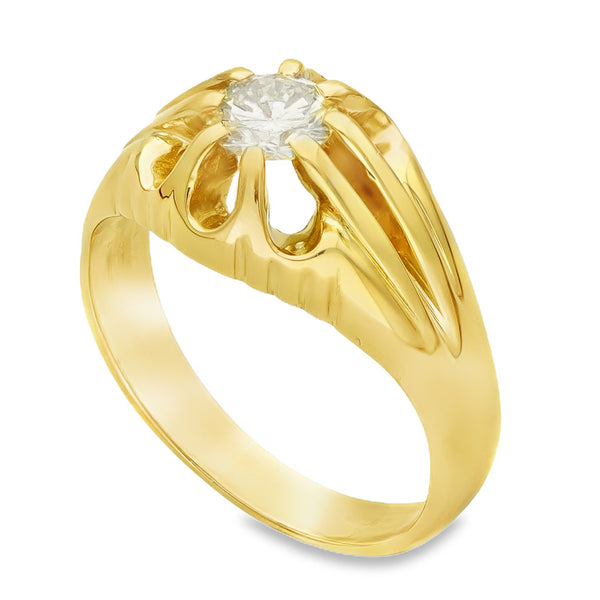 18ct Yellow Gold Gents Diamond Solitaire Ring - Size O½ - 0.50ct