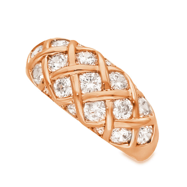 14ct Rose Gold CZ Lattice Turban Ring - Size O - 9mm
