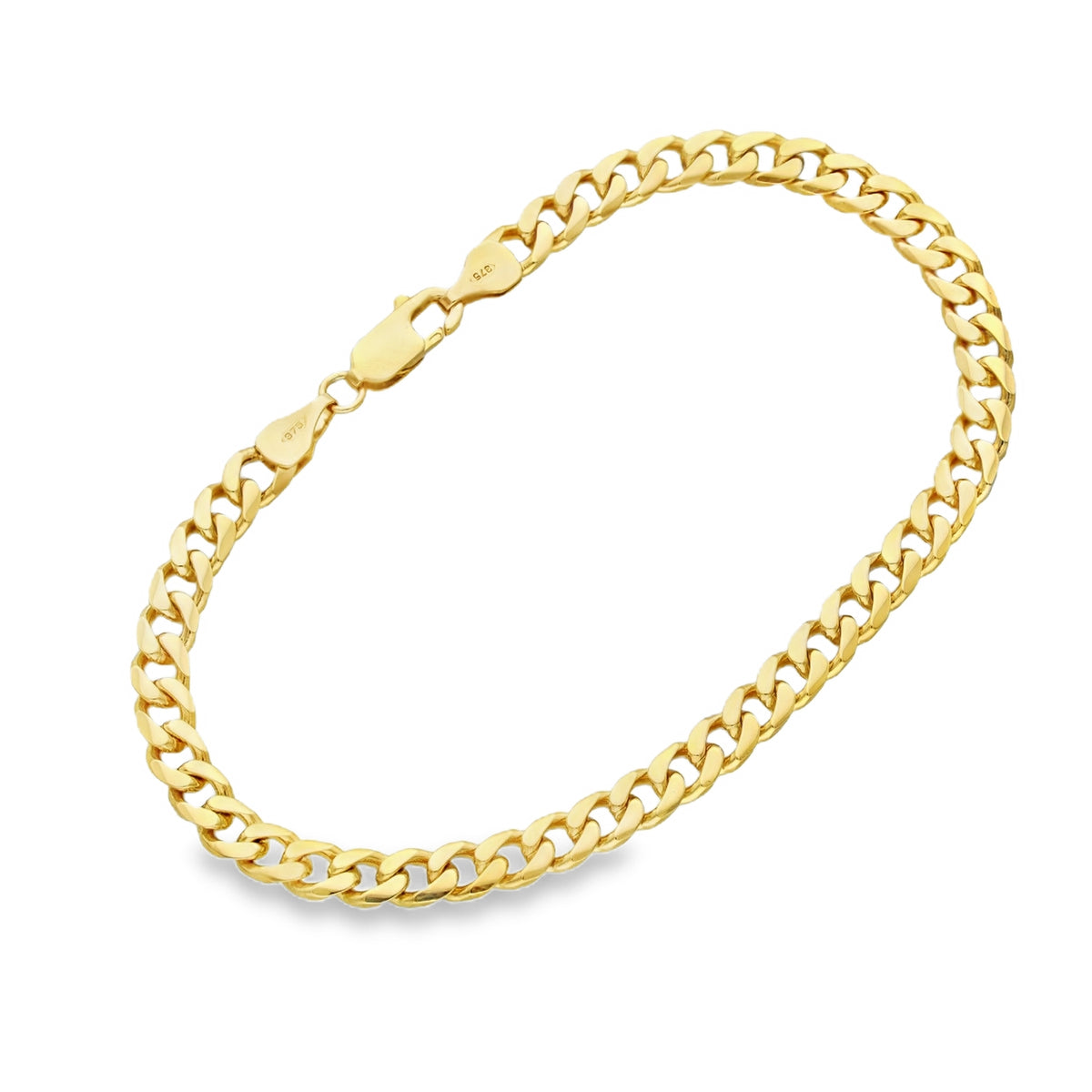 9ct Yellow Gold Flat Curb Bracelet - 7.5" - 9.1g