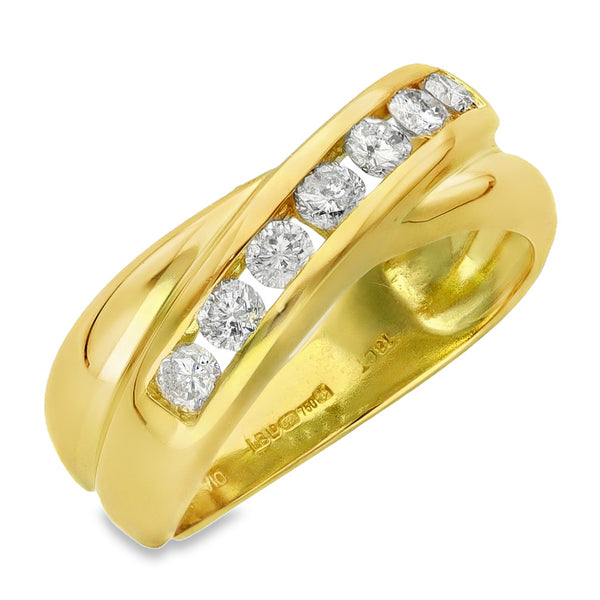 18ct Yellow Gold Diamond Crossover Ring - Size M - 0.50ct
