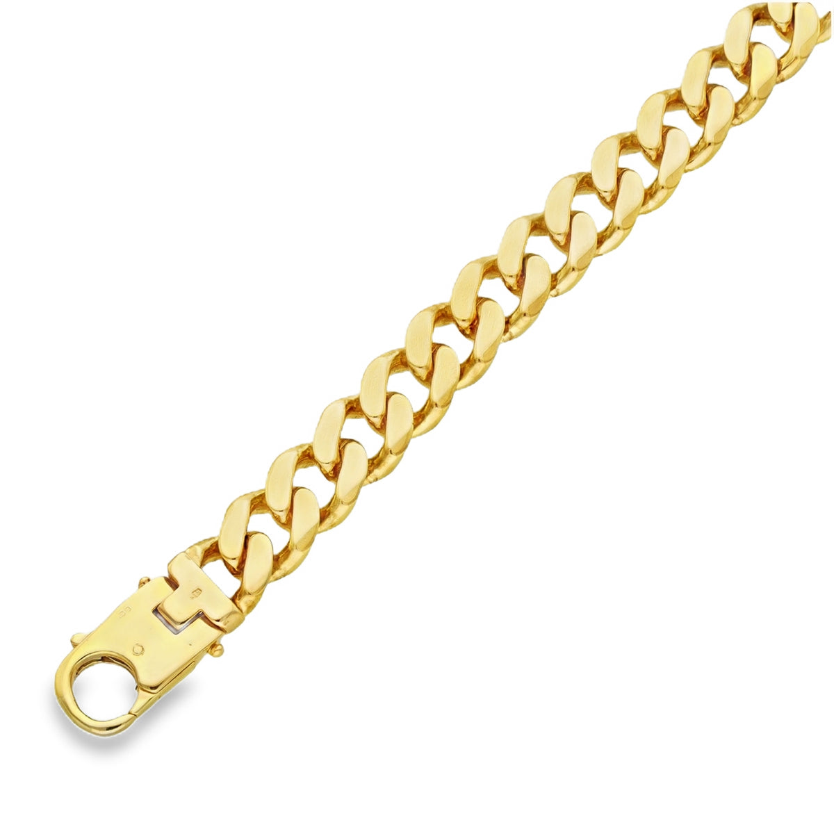 9ct Yellow Gold Heavy Oval Curb Bracelet - 9" - 50.6g