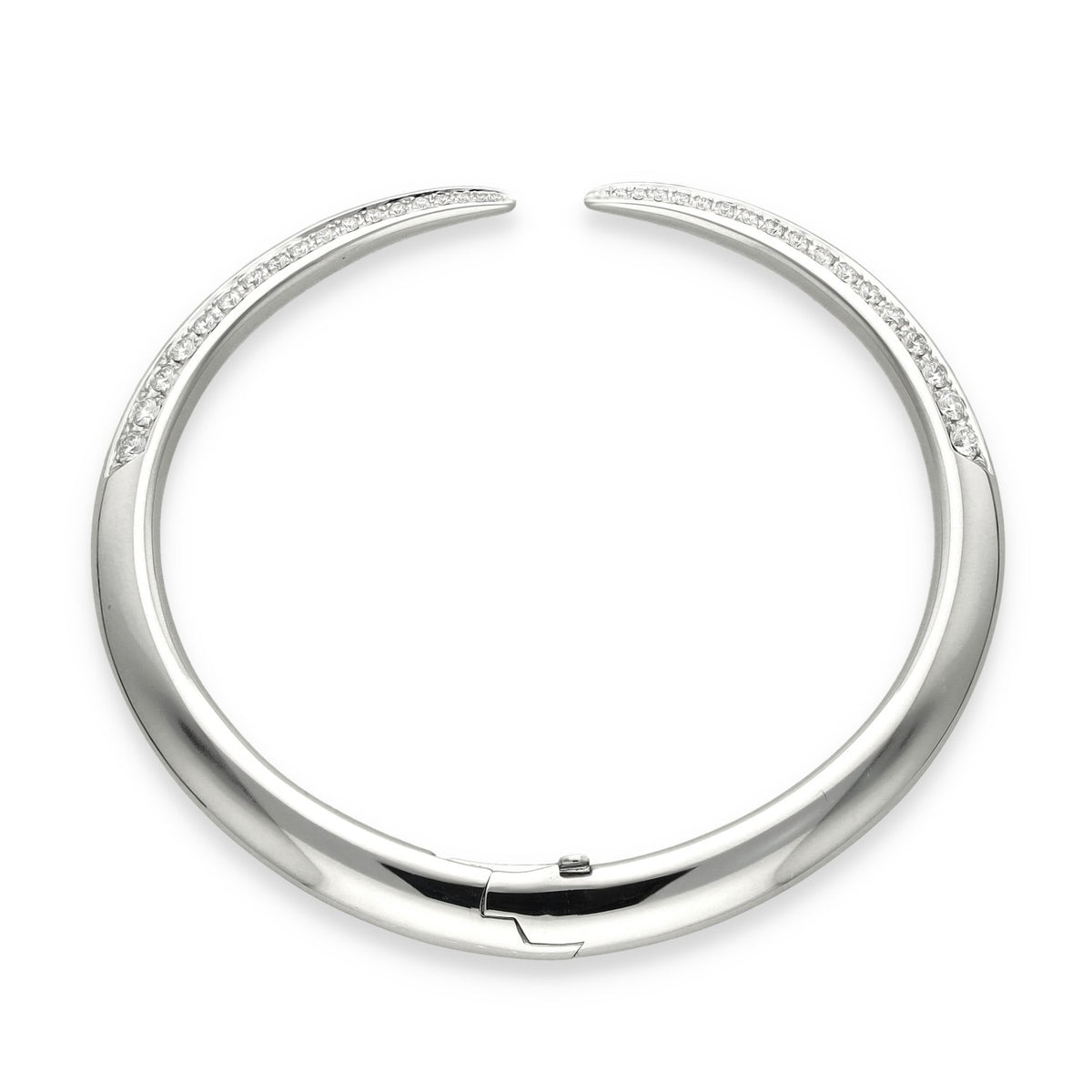 18ct White Gold Diamond Sabre Torque Bangle - 17.5cm - 1.93ct