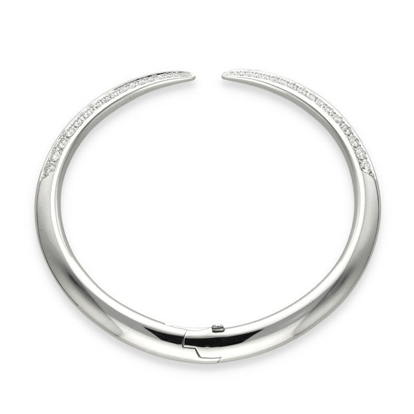 18ct White Gold Diamond Sabre Torque Bangle - 17.5cm - 1.93ct