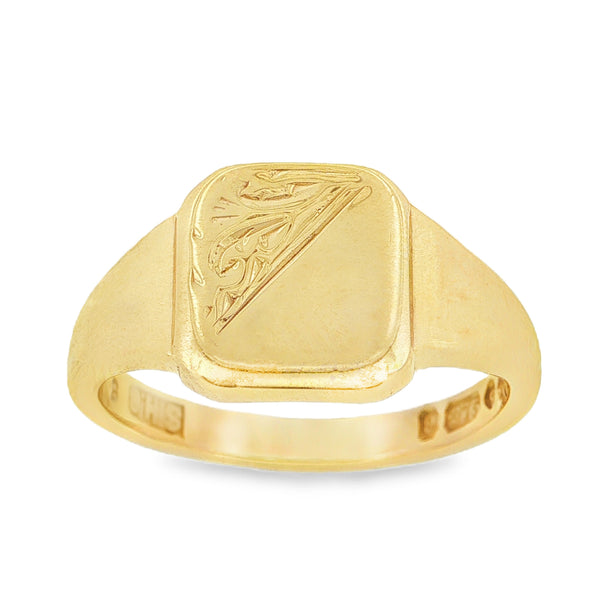 9ct Yellow Gold Square Signet Ring 3.7g