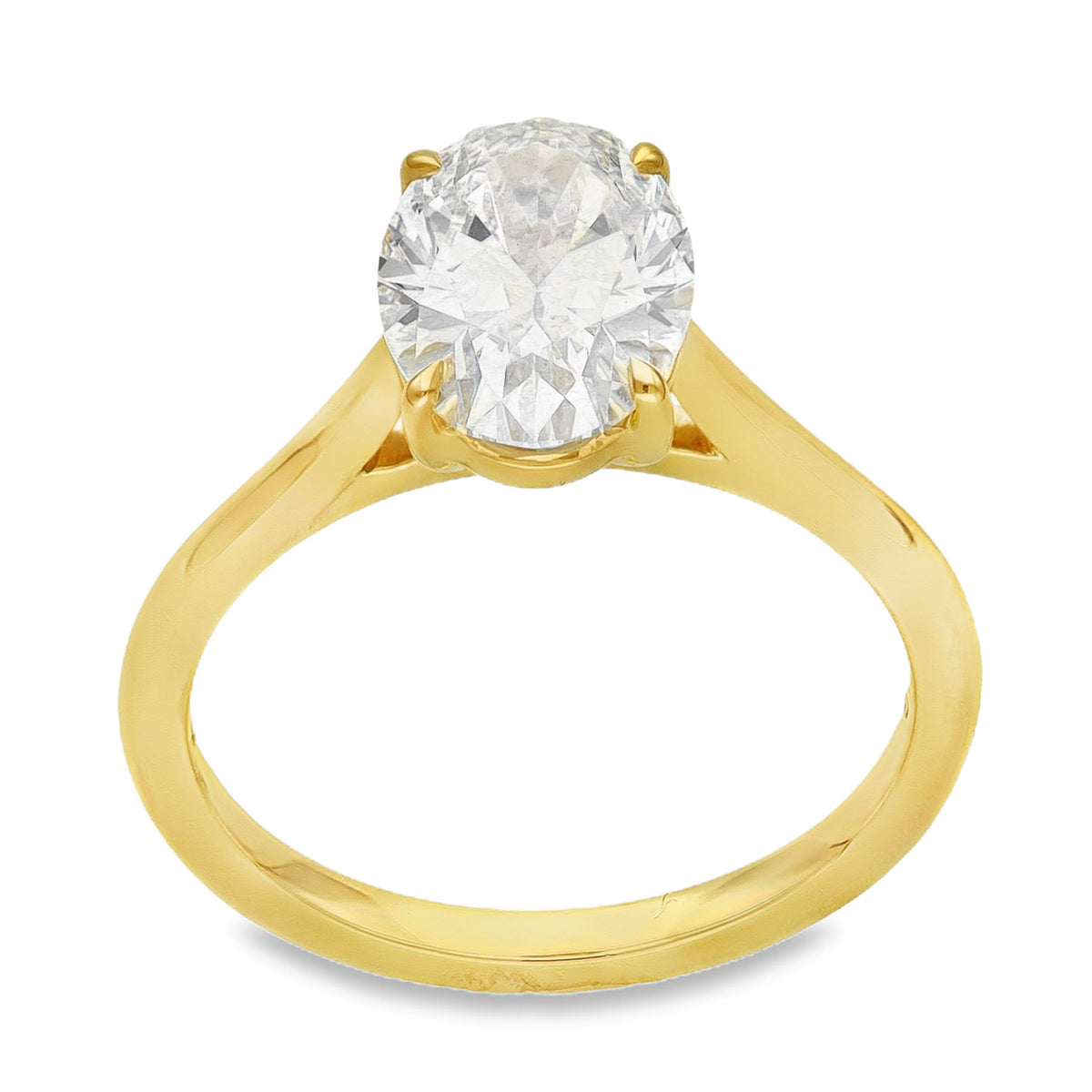 Lab 2.07ct D Vs2 Oval 18ct yellow Solitaire