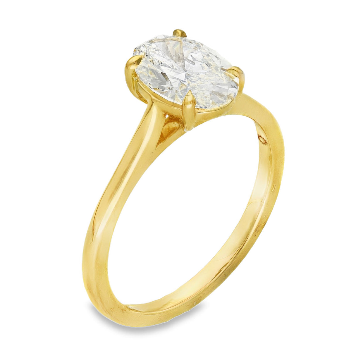 Lab 1.50ct D Vs1 Oval 18ct Yellow Gold Solitaire