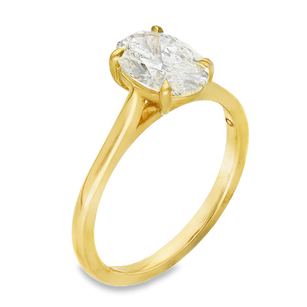 Lab 1.50ct D Vs1 Oval 18ct Yellow Gold Solitaire
