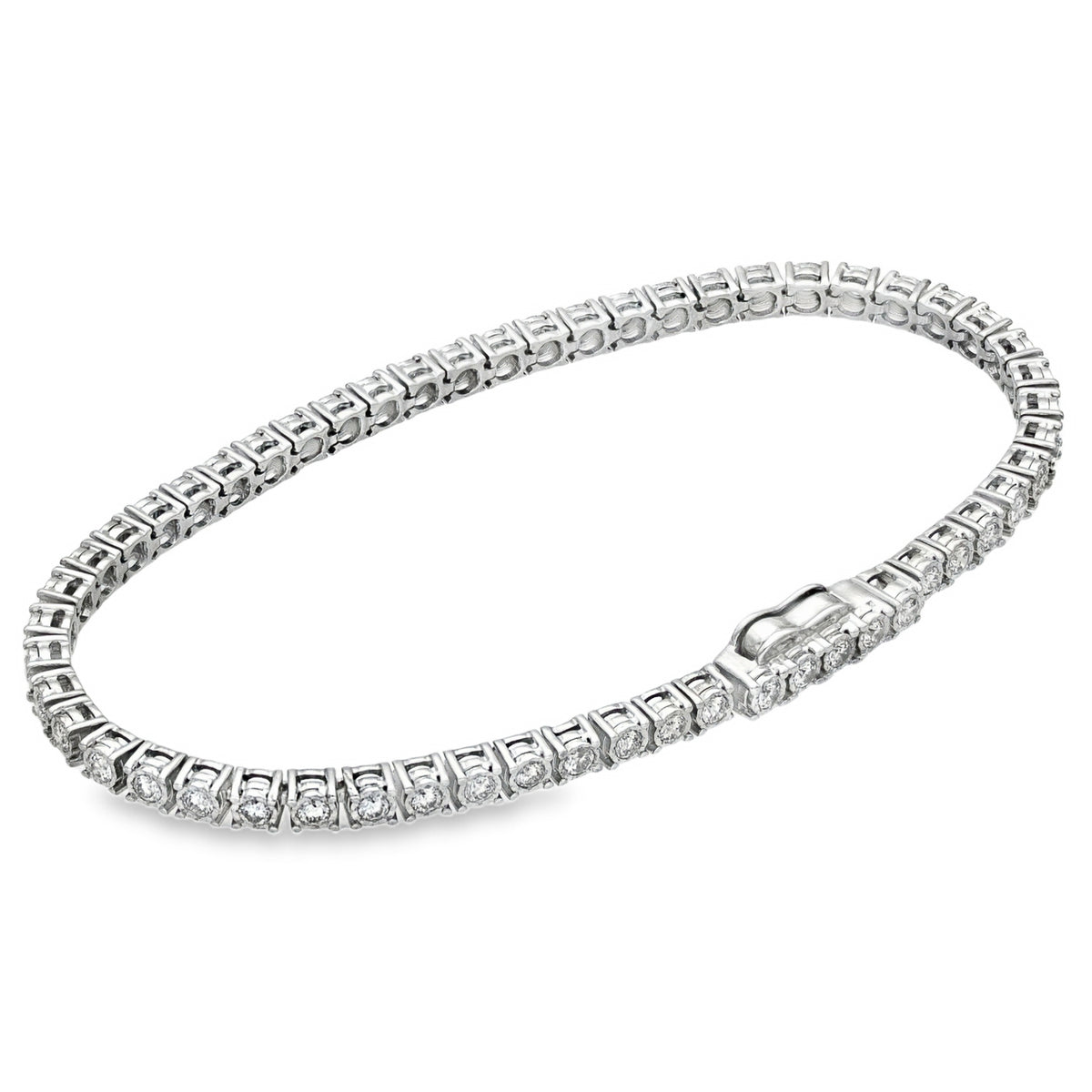9ct White Gold Diamond Tennis Bracelet - 7.5" - 2.75ct