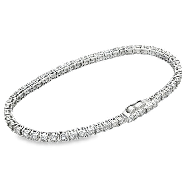 9ct White Gold Diamond Tennis Bracelet - 7.5" - 2.75ct