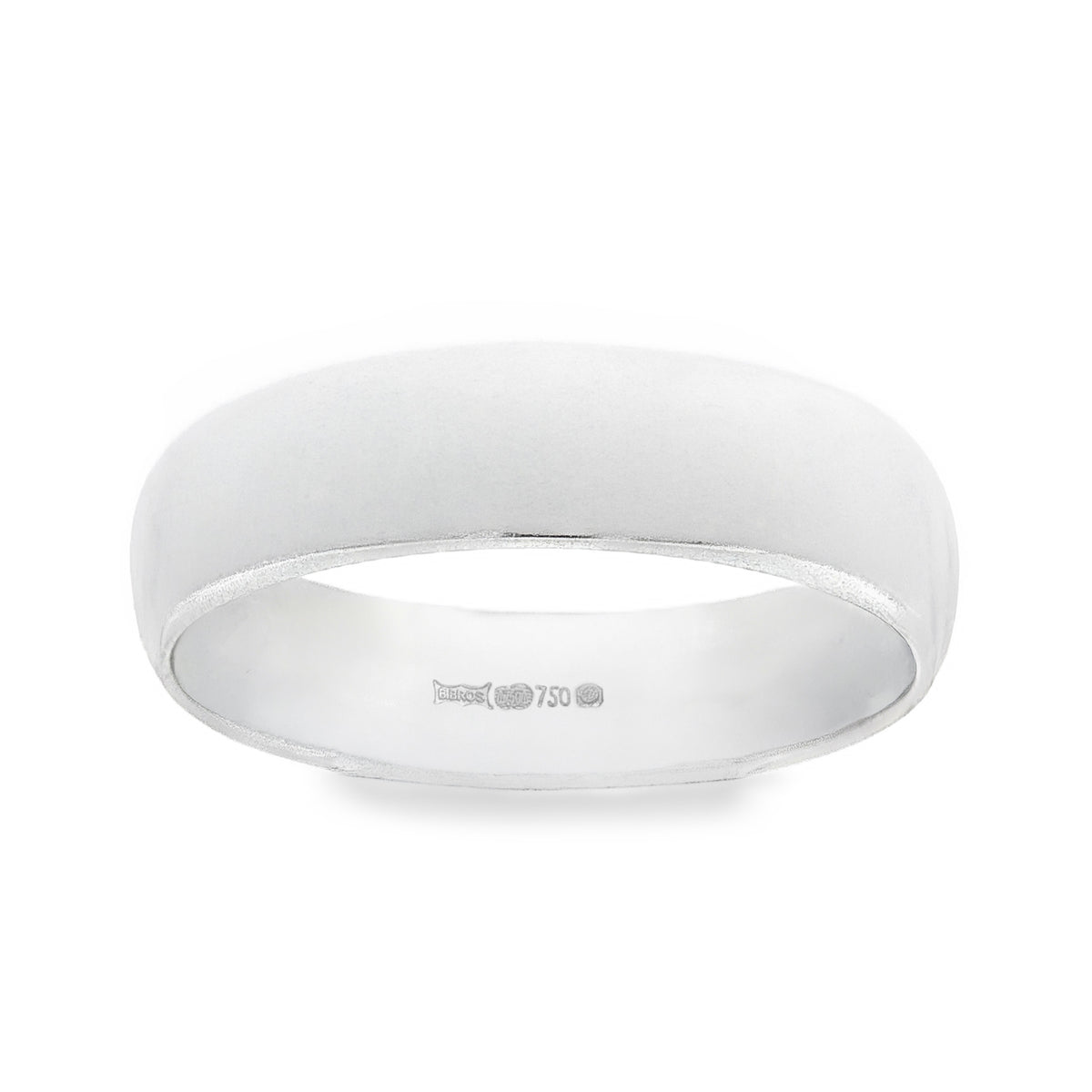 18ct White Gold D-Shape Wedding Band - Size W - 6mm