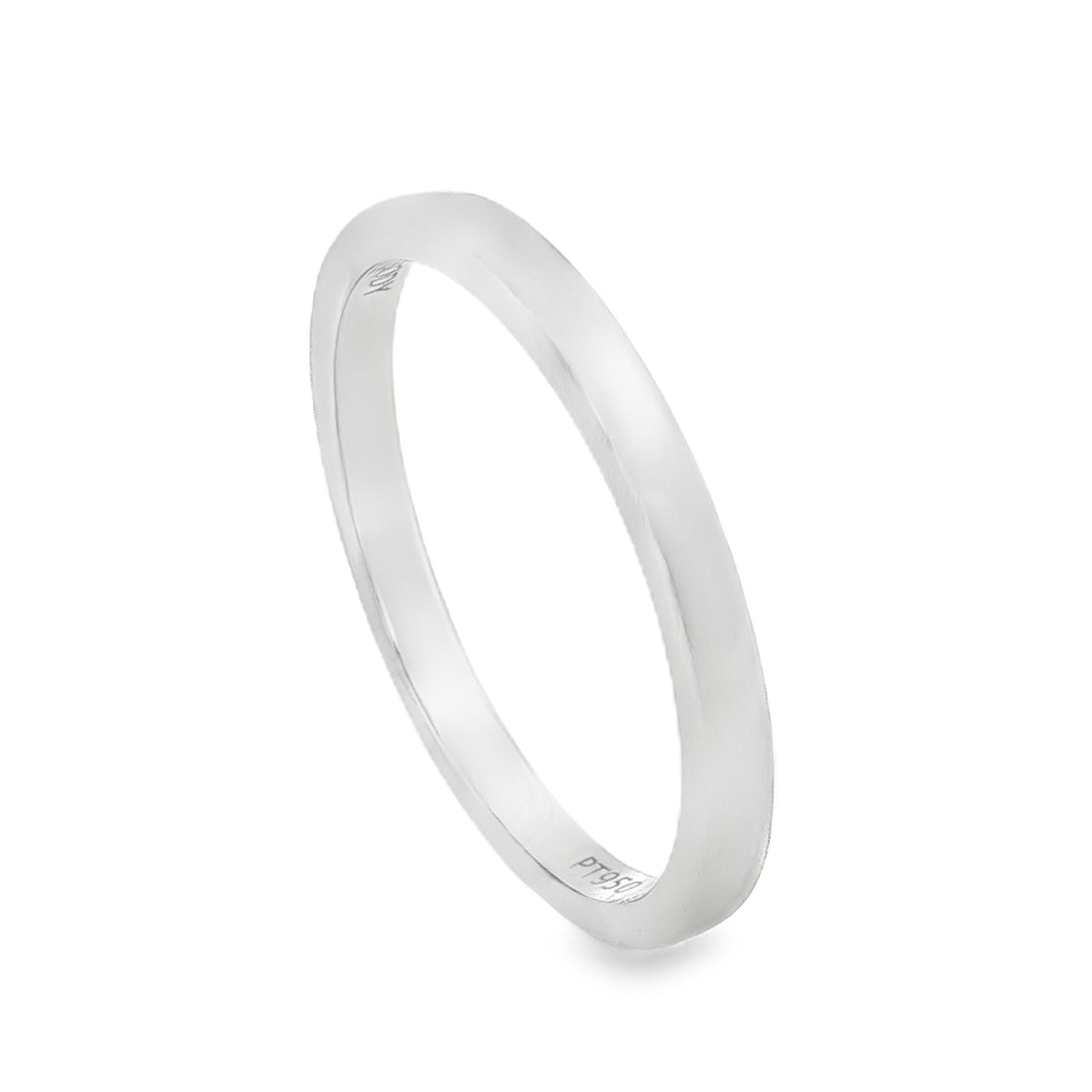 950 Platinum Plain D-Shape Wedding Band - Size L - 2mm