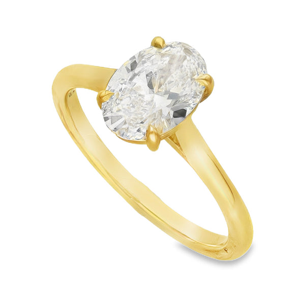 Lab 1.50ct D Vs1 Oval 18ct Yellow Gold Solitaire