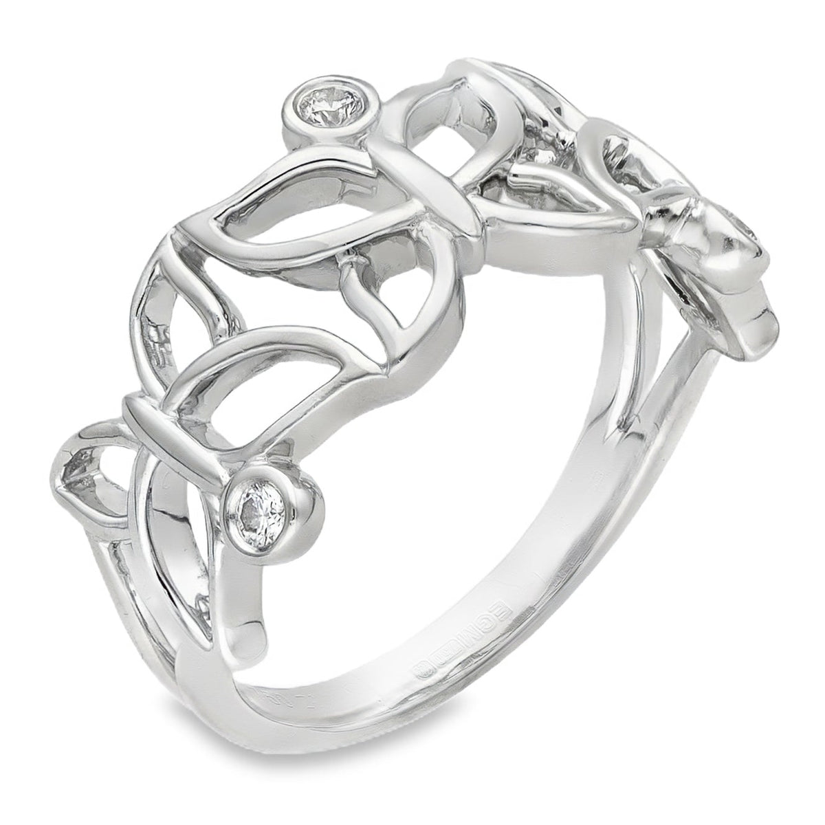 950 Platinum Diamond Butterfly Ring - Size P½ - 0.12ct