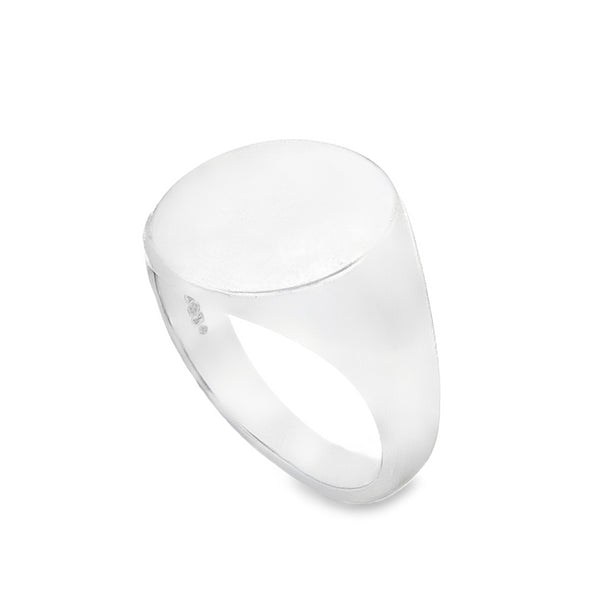 925 Silver Plain Round Signet Ring - Size P - 15mm