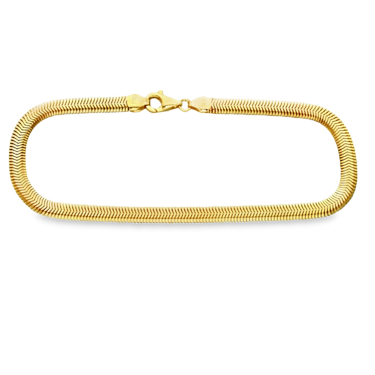 9ct Yellow Gold Flat Snake Bracelet - 7.5" - 4.7g