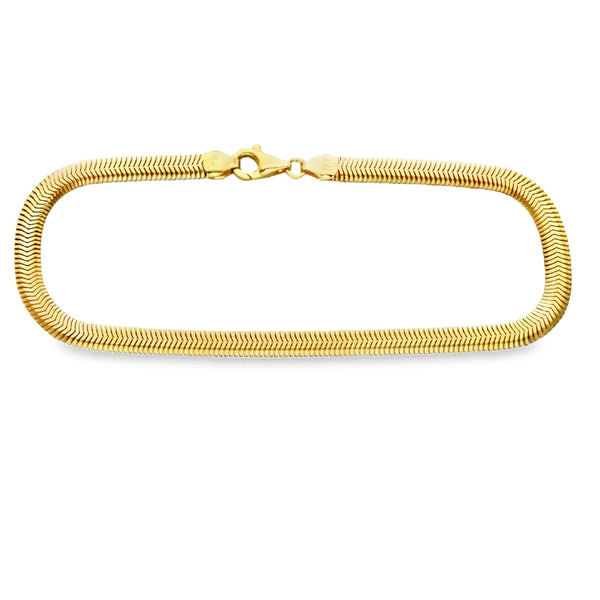 9ct Yellow Gold Flat Snake Bracelet - 7.5" - 4.7g