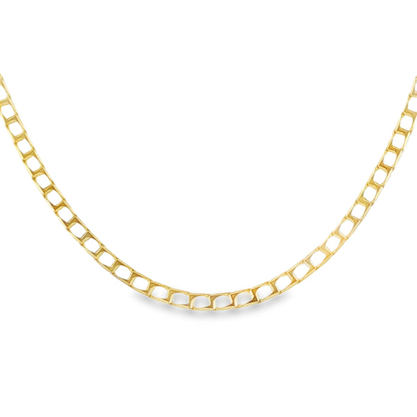 9ct Yellow Gold Open Square Curb Chain - 16"- 3.7g