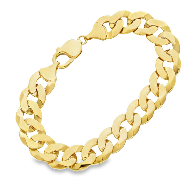 9ct Yellow Gold Flat Curb Bracelet - 8.5" - 31.2g