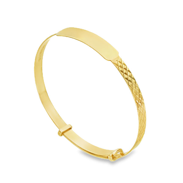 9ct Yellow Gold Adjustable Baby Bangle - 12cm-14.5cm - 2.5g