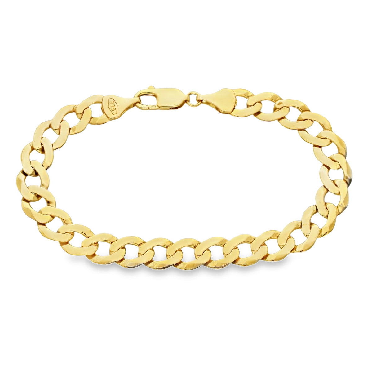 9ct Yellow Gold Flat Curb Bracelet - 8.5" - 14.1g