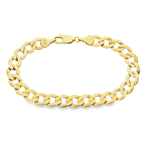 9ct Yellow Gold Flat Curb Bracelet - 8.5" - 14.1g